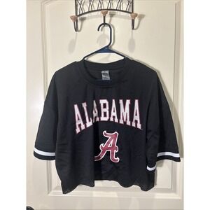 Game Day Couture Alabama Bama Football Black Crop Top Shirt Jersey Large NCAA SE